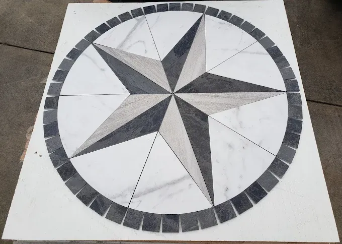 Texas star marble medallion